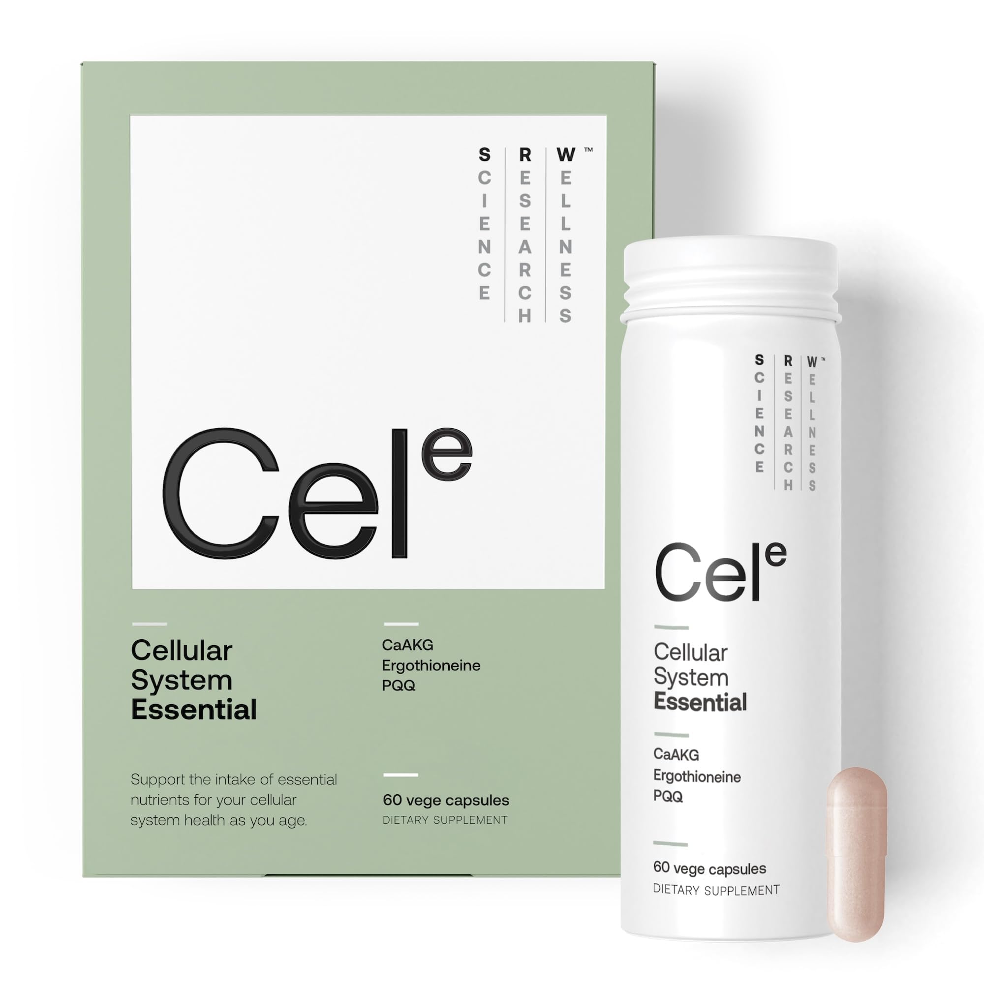 SRW Cel Essential bottle front view for daily vitality and aging support.