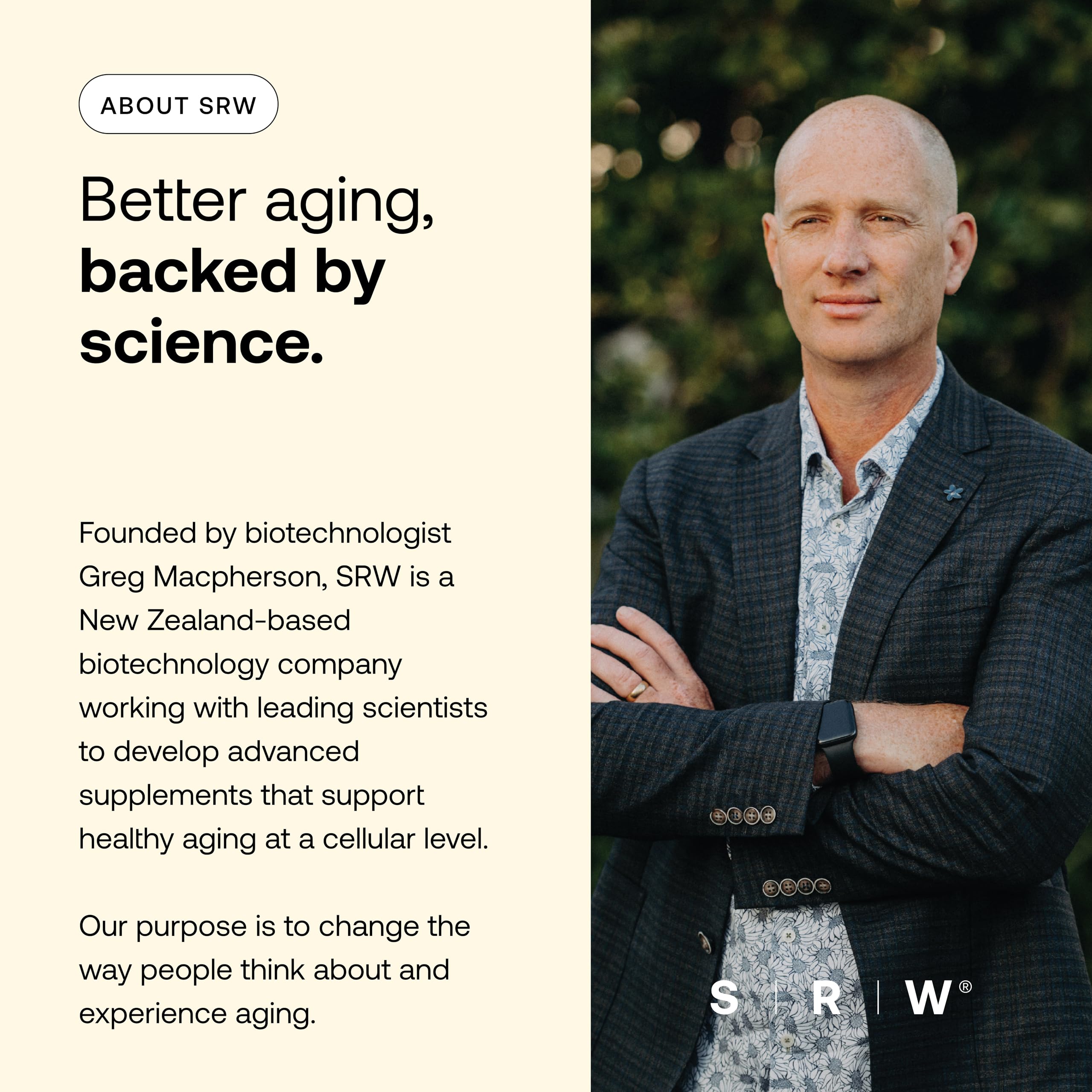 SRW branding on box communicates science-backed wellness
