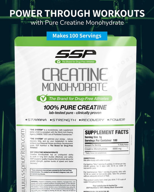 SSP Creatine Monohydrate 500g pouch ready for daily use