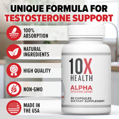 Stacked capsules pictured, 10X Alpha supports simple daily routine.