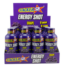 Stacker 2 Energy Shot grape bottle, portable 2 oz serving for quick energy
