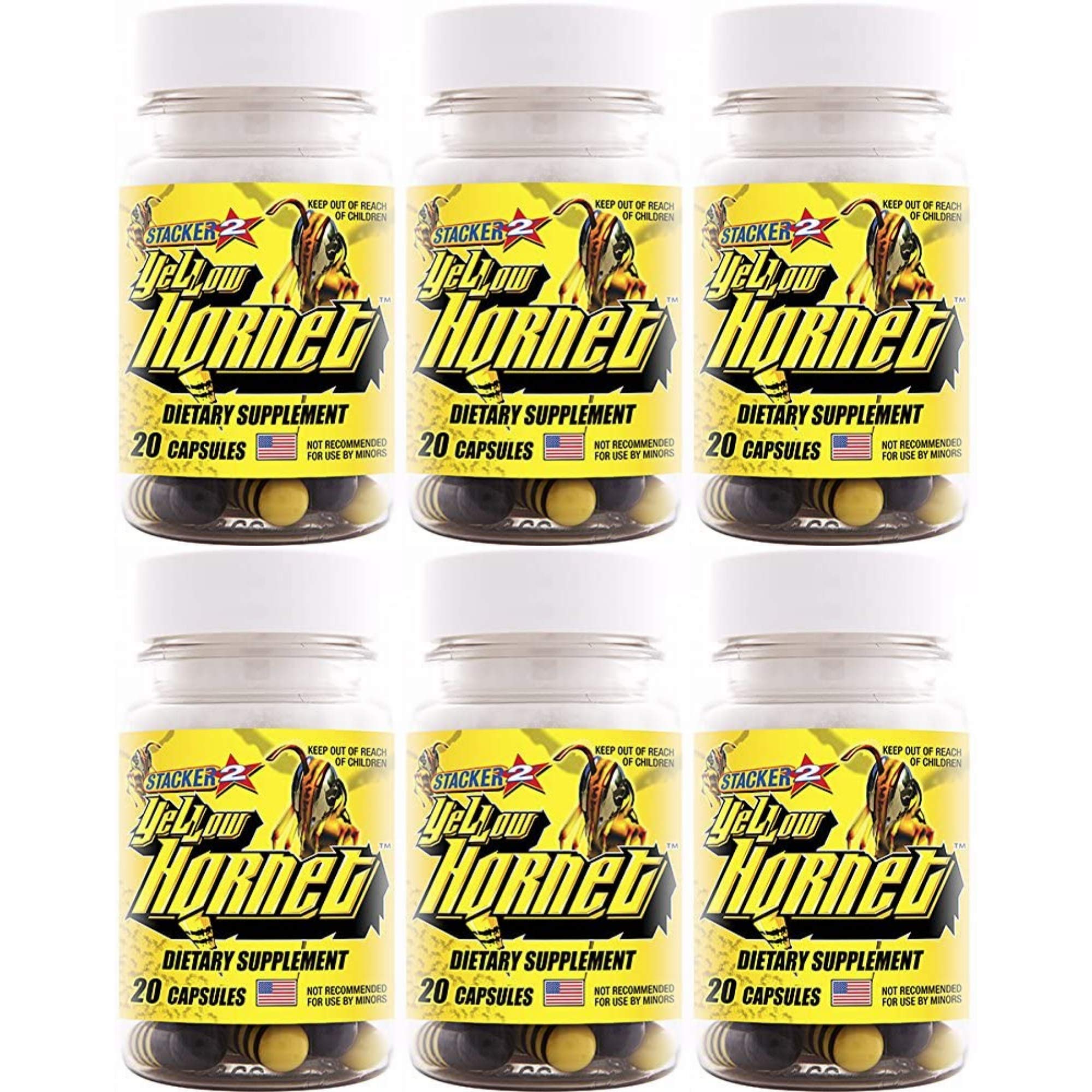 STACKER 2 Yellow Hornet bottle front highlighting energy-boosting herbal blend.