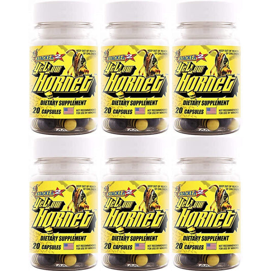 STACKER 2 Yellow Hornet bottle front highlighting energy-boosting herbal blend.