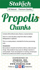 Stakich Bee Propolis chunks with scoop demonstrating convenient, easy-to-use daily supplement.