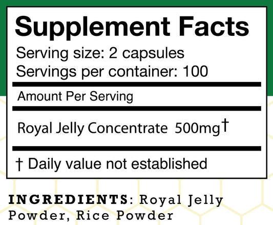 Stakich Royal Jelly capsules closeup—daily-use supplement.