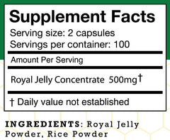 Stakich Royal Jelly capsules closeup—daily-use supplement.