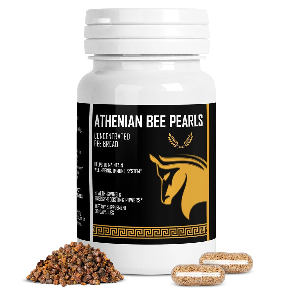 The Stampede Network Bee Pollen Pearls packaging front for daily natural wellness.
