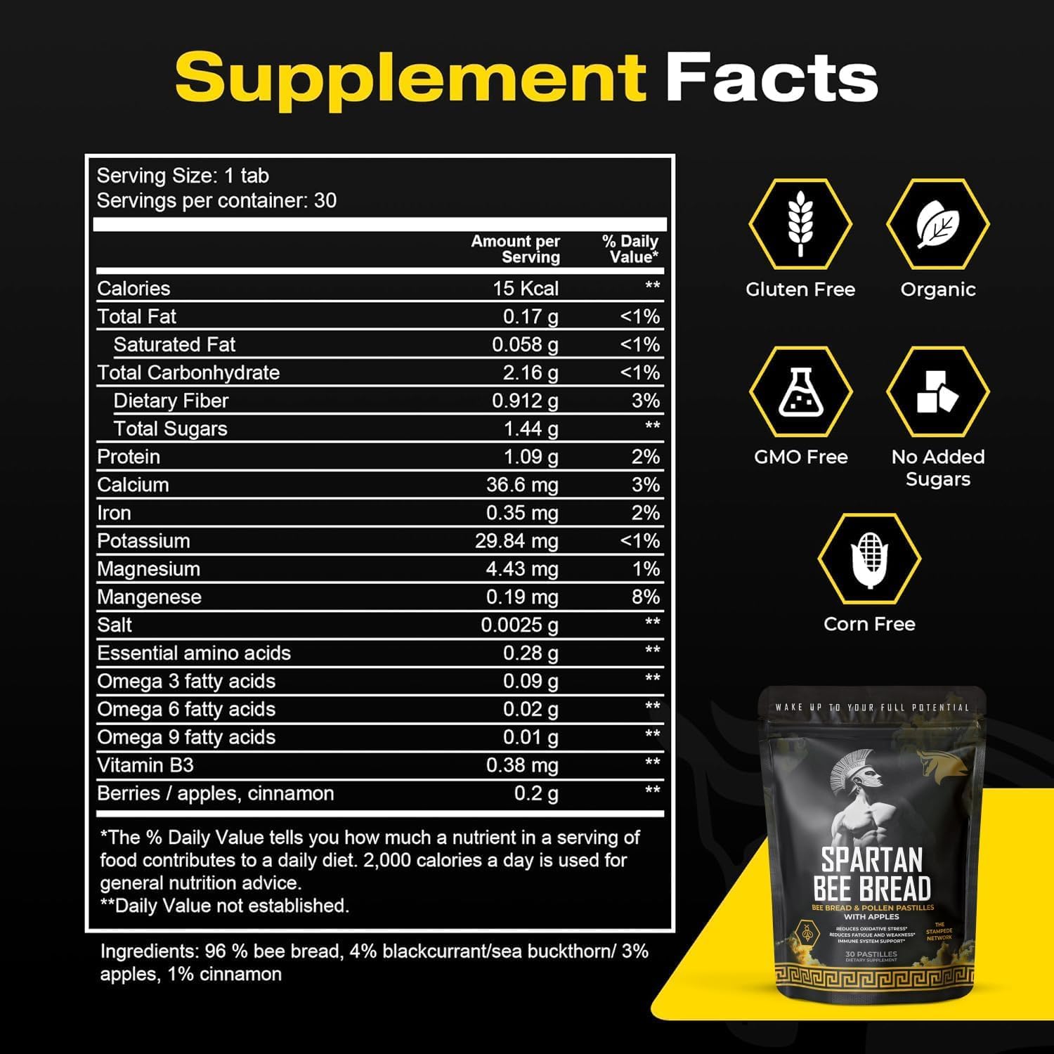 The Stampede Spartan Bee Bread Chewables texture showing natural chewy form.