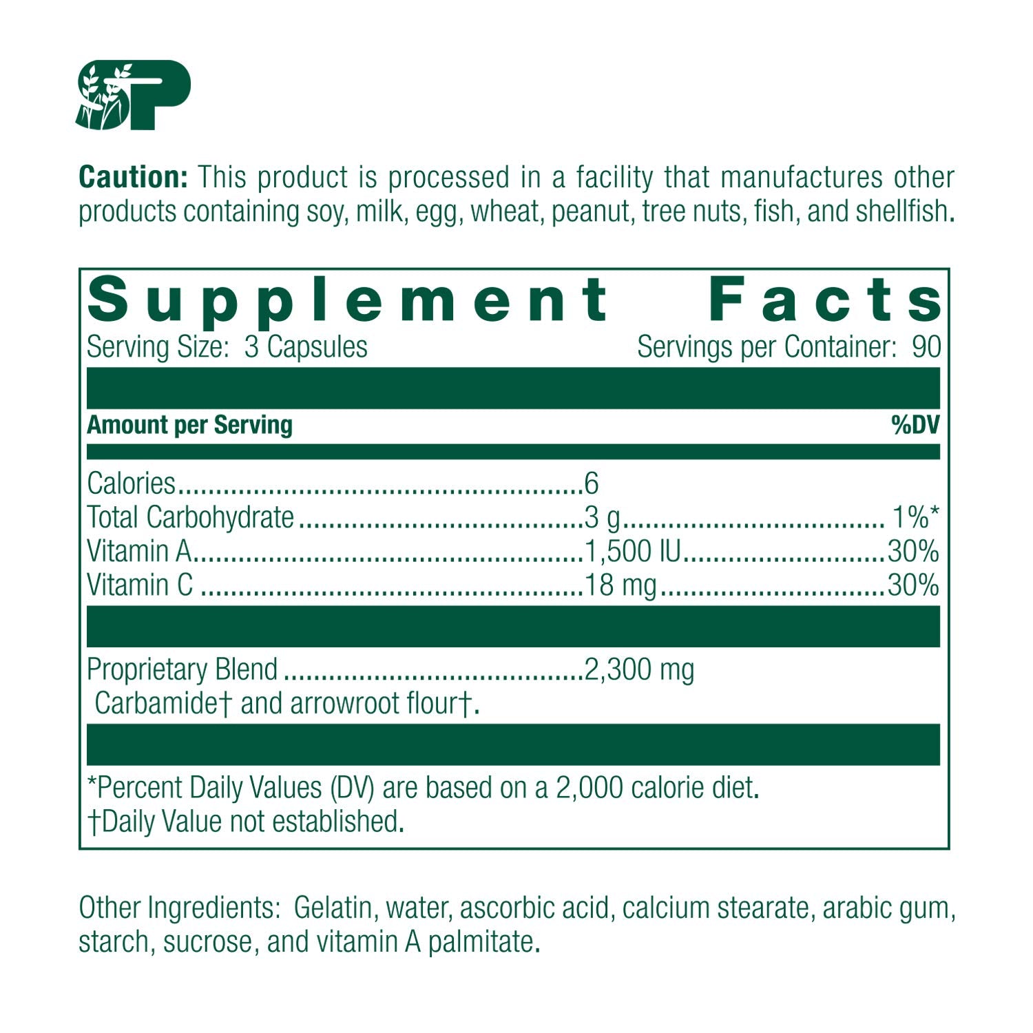 Standard Process A-C Carbamide capsules closeup highlights small, easy-to-swallow pills.