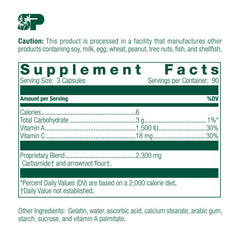 Standard Process A-C Carbamide capsules closeup highlights small, easy-to-swallow pills.