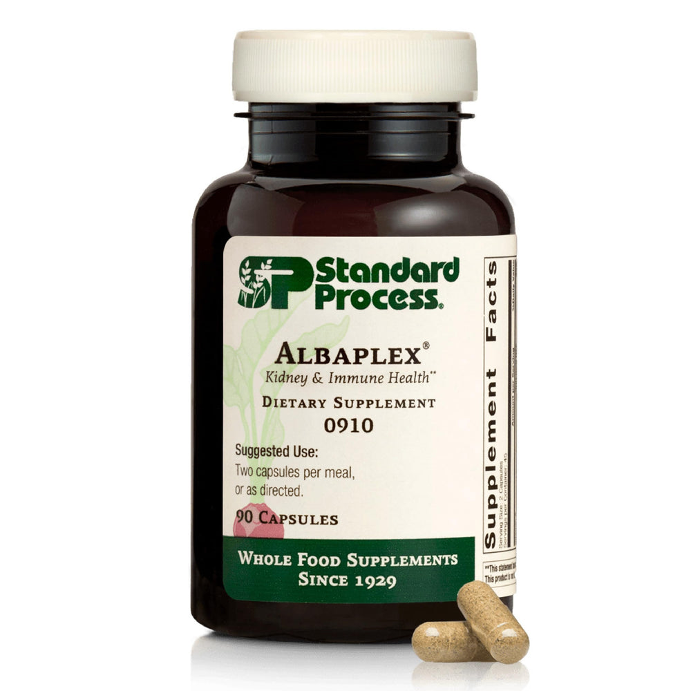 Albaplex bottle front by Standard Process highlighting daily liver and immune support potential