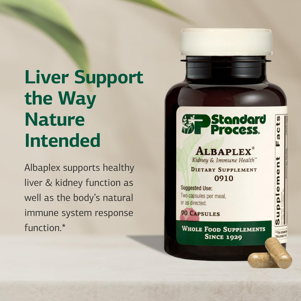 Albaplex capsules close-up emphasizing non-dairy formula for dietary flexibility