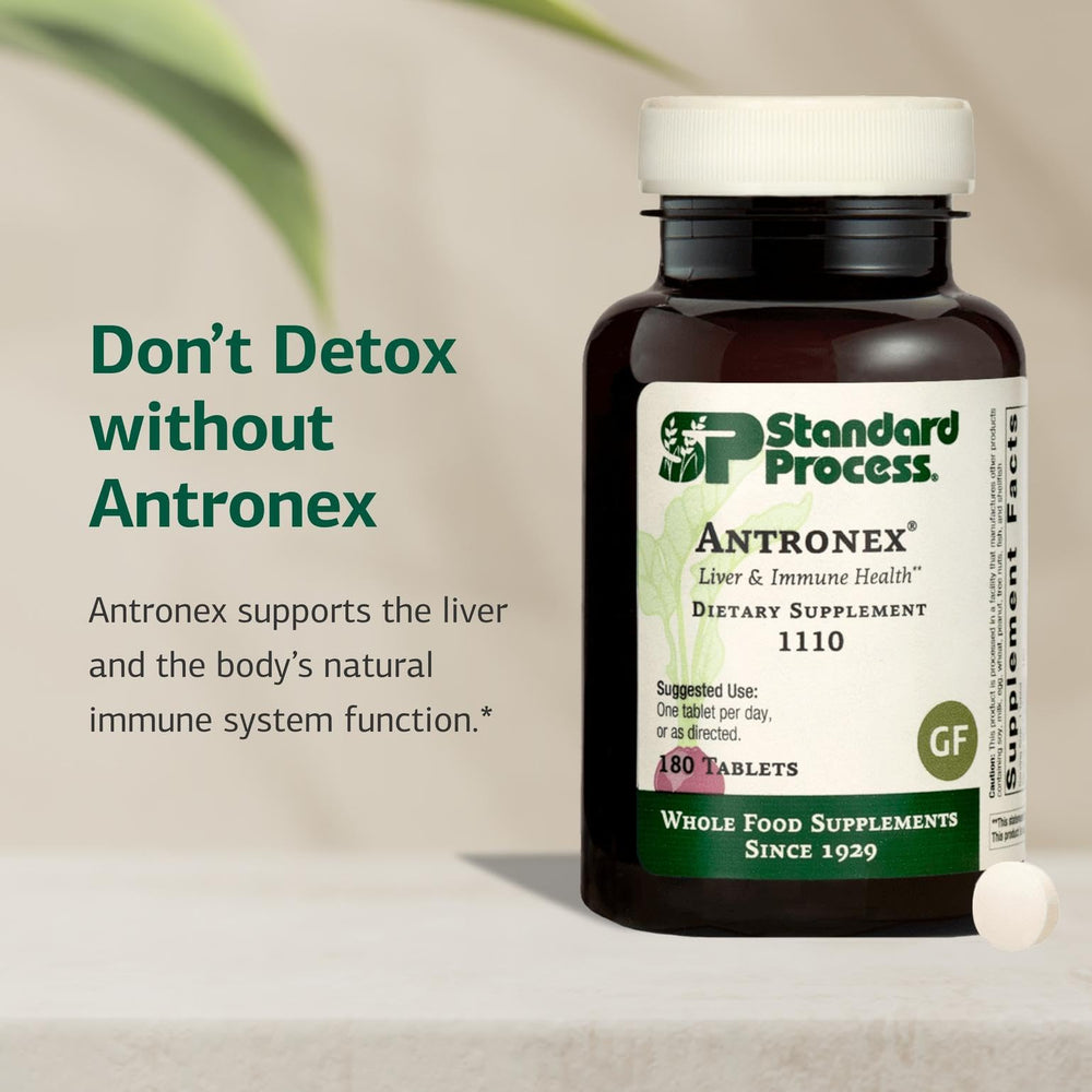 Standard Process Antronex bottle on kitchen counter for easy daily supplementation