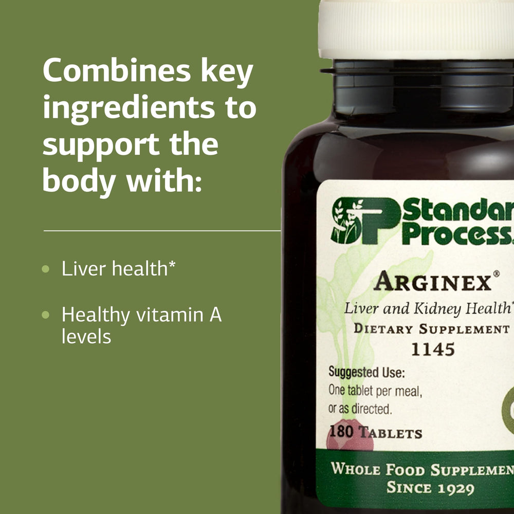 Standard Process Arginex organic buckwheat and pea vine ingredients.