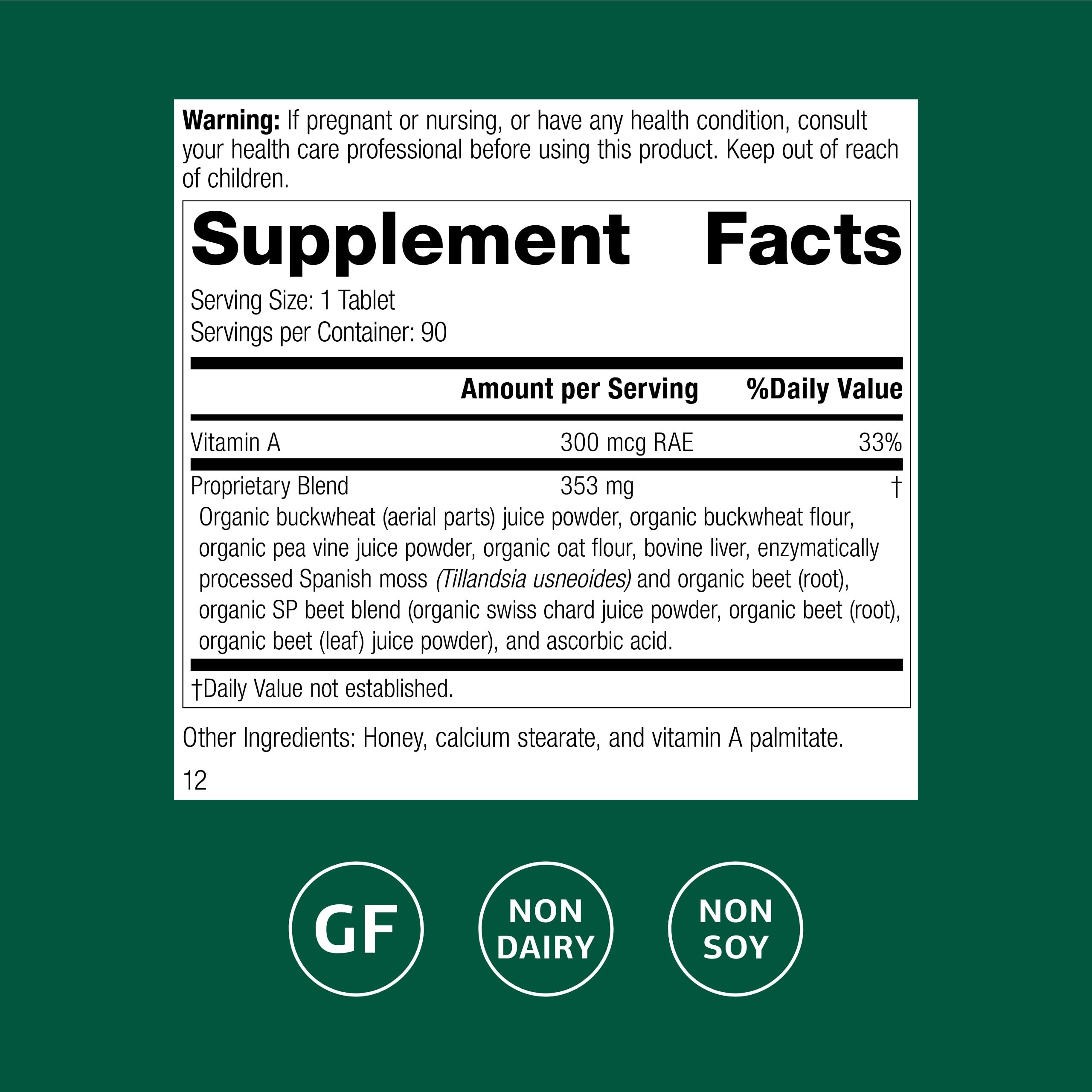 Standard Process Arginex tablets close-up showing 90 servings for daily use