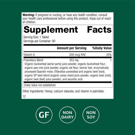 Standard Process Arginex tablets close-up showing 90 servings for daily use