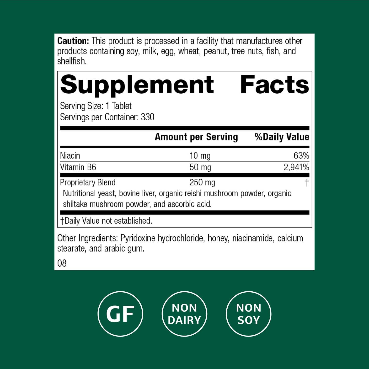 Standard Process B6-Niacinamide tablets close-up showing compact capsules for heart and digestion support