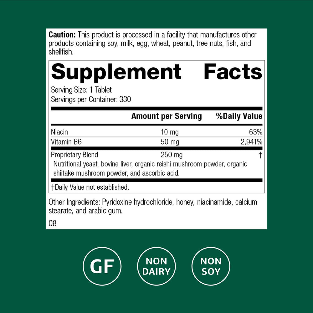 Standard Process B6-Niacinamide tablets close-up showing compact capsules for heart and digestion support