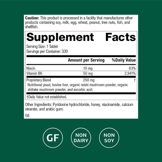 Standard Process B6-Niacinamide tablets close-up showing compact capsules for heart and digestion support