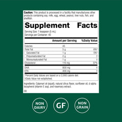 Standard Process Calamari Omega-3 Liquid label closeup with gluten-free and non-dairy notes