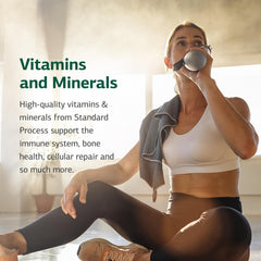 Standard Process Calcium Lactate closeup highlights non-soy and non-grain formulation