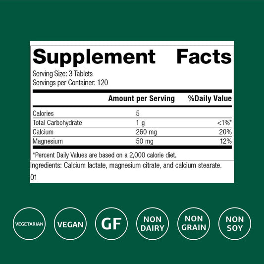 Standard Process Calcium Lactate tablets emphasize immune support in vegan formula