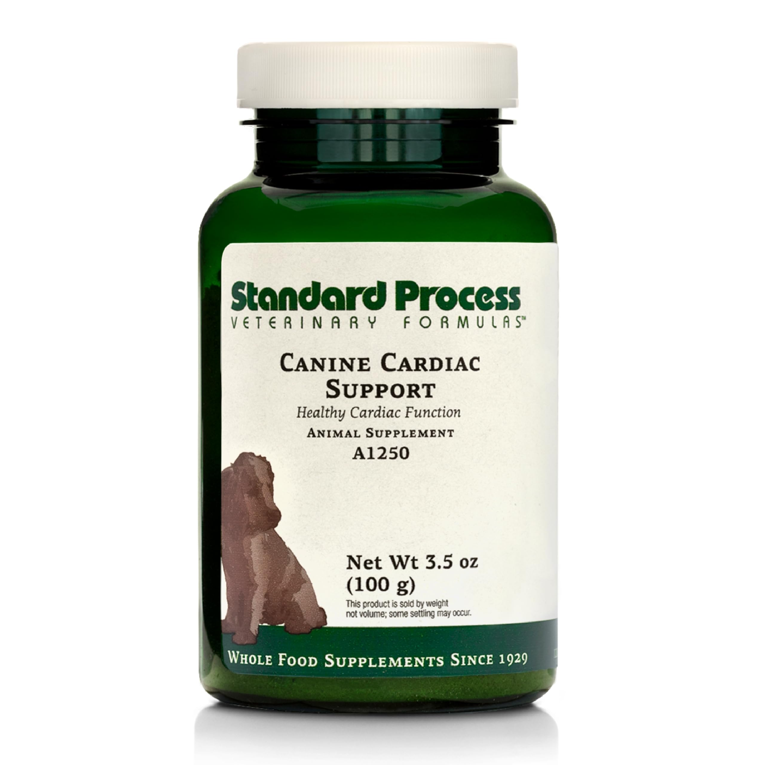 Standard Process Canine Cardiac Support bottle on kitchen counter promoting heart-healthy nutrition