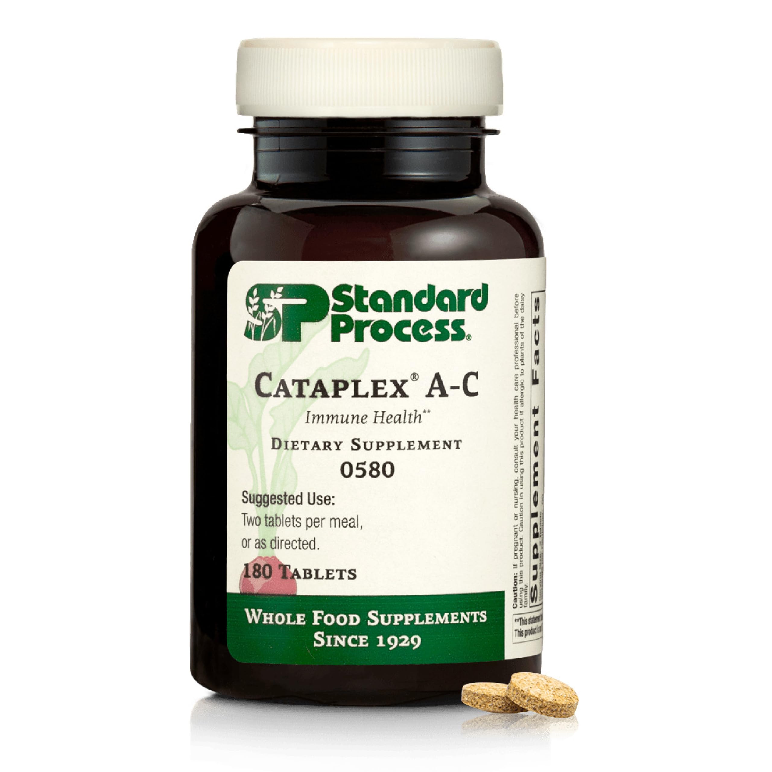 Standard Process Cataplex A-C bottle with capsules for daily immune support.