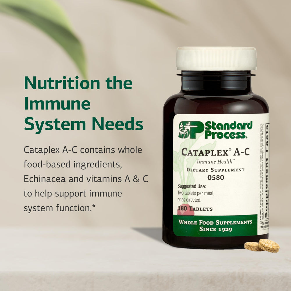Cataplex A-C ingredient label showing echinacea and essential nutrients.