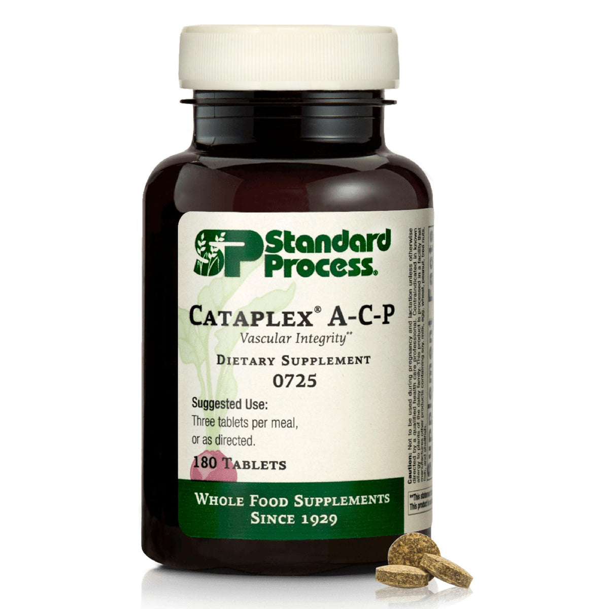 Standard Process Cataplex A-C-P bottle front showing non-dairy formula