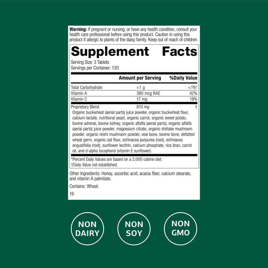Standard Process Cataplex A-C-P bottle pour shows convenient daily dosing.