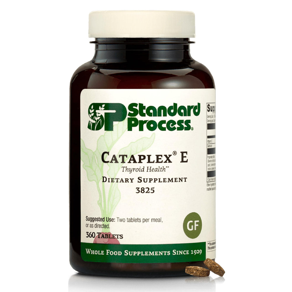 Standard Process Cataplex E bottle highlighting thyroid health support