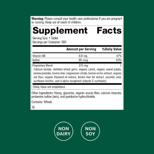 Cataplex F tablets close-up highlighting vitamin B6 and iodine benefits