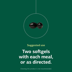 Standard Process Chlorophyll Complex bottle with spoon demonstrates easy two-softgel serving.