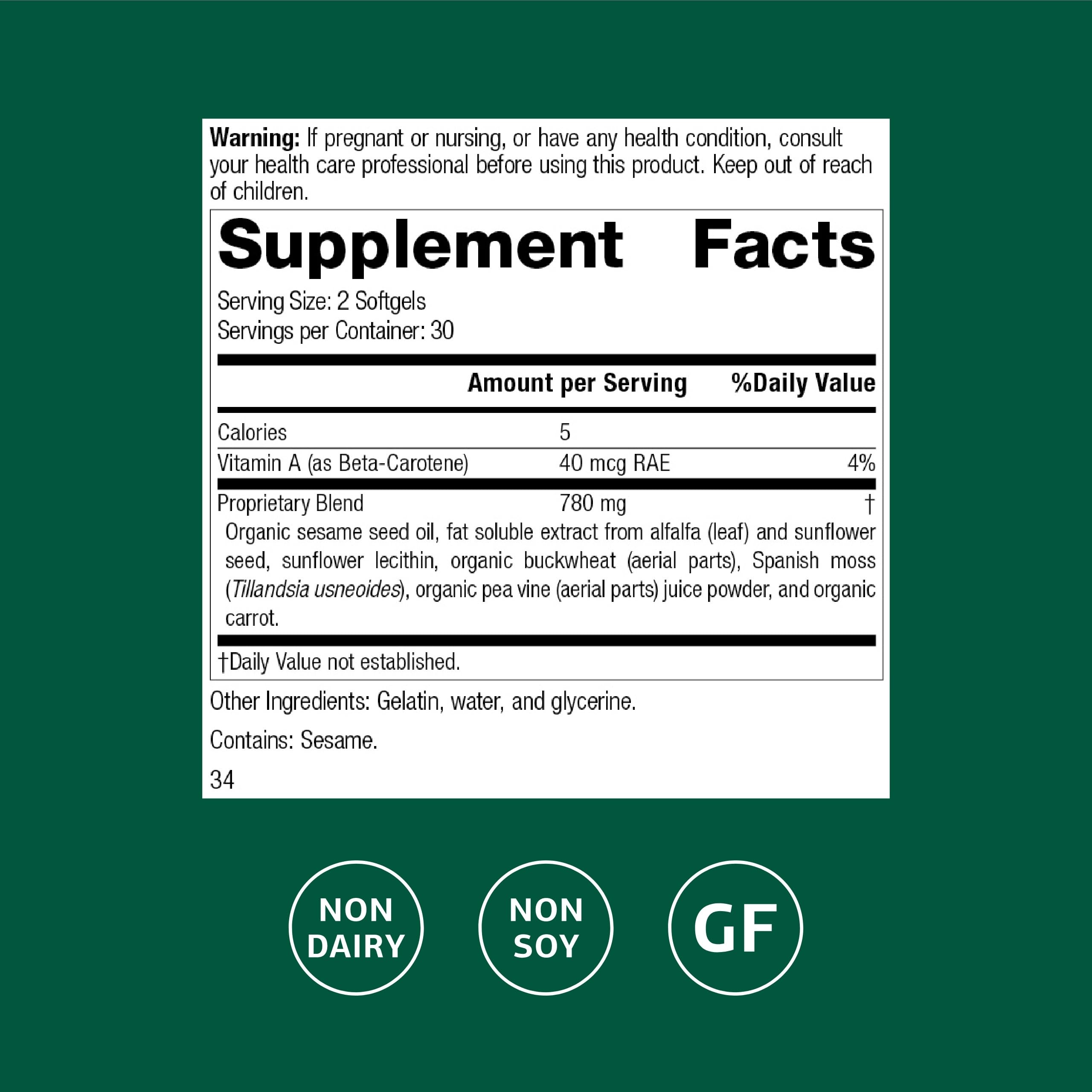 Standard Process Chlorophyll Complex softgels arranged for daily wellness and routine.