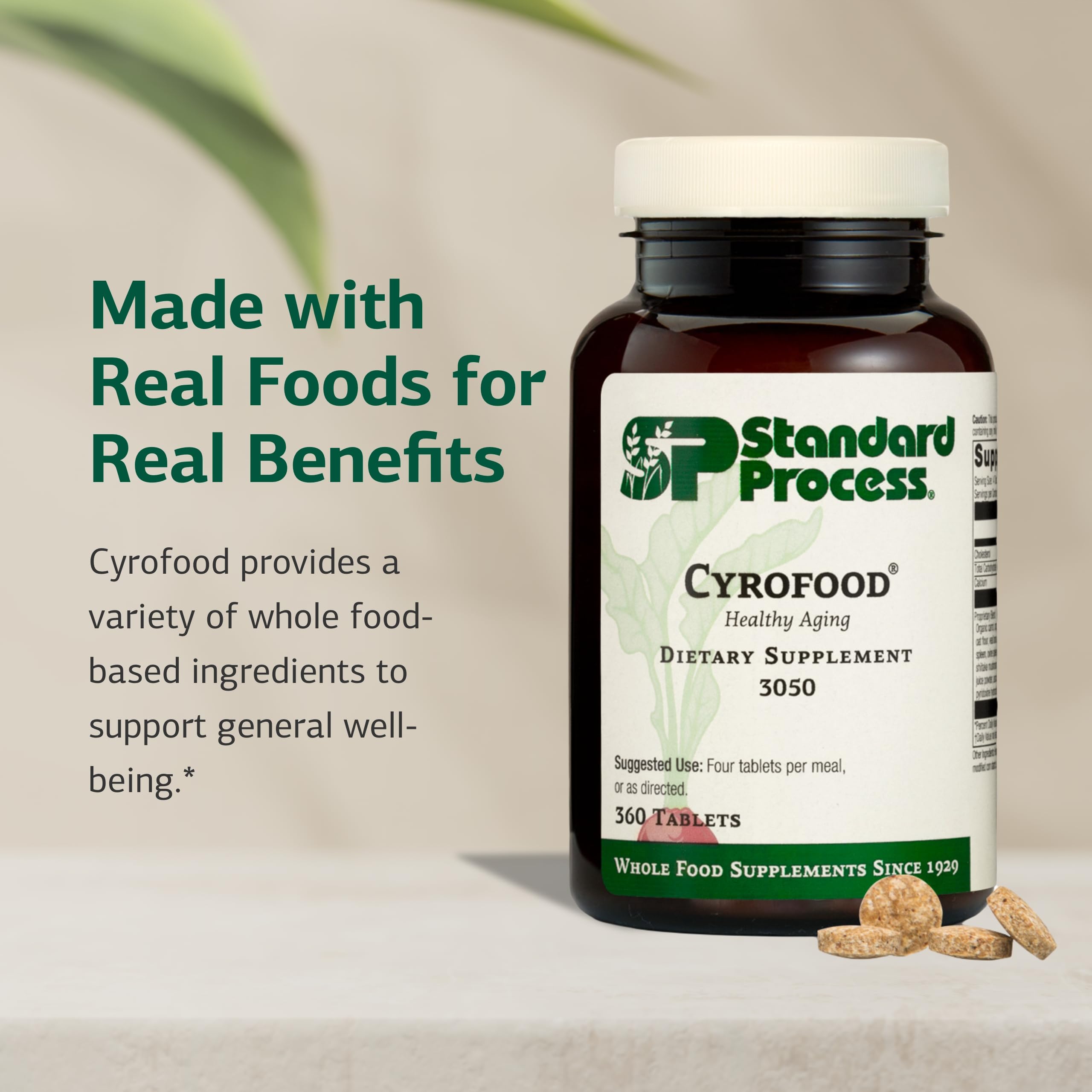 Standard Process Cyrofood ingredients bowl with roots and mushrooms for natural nutrients.