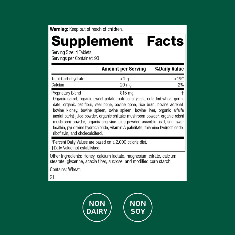 Standard Process Cyrofood tablets arranged for easy meal supplementation.