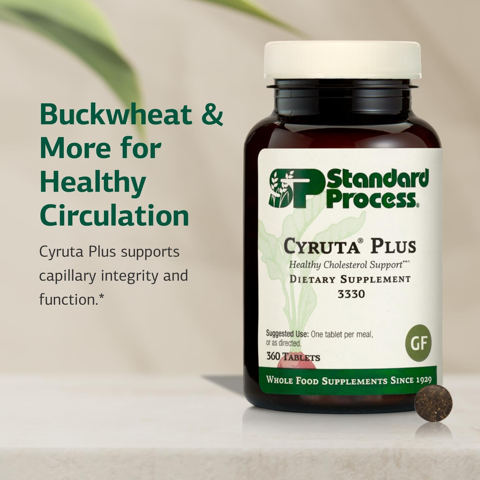 Standard Process Cyruta Plus capsules close-up signaling whole-food based capillary care