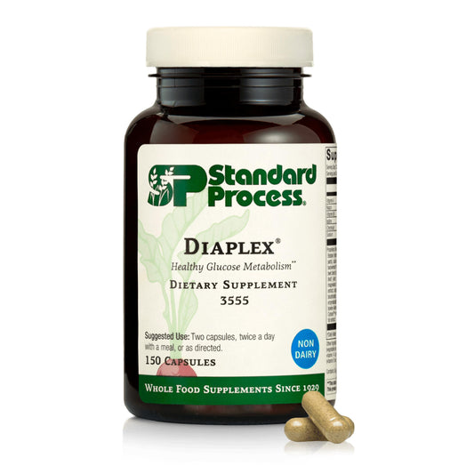 Standard Process Diaplex bottle front showing capsules for pancreas and gallbladder support