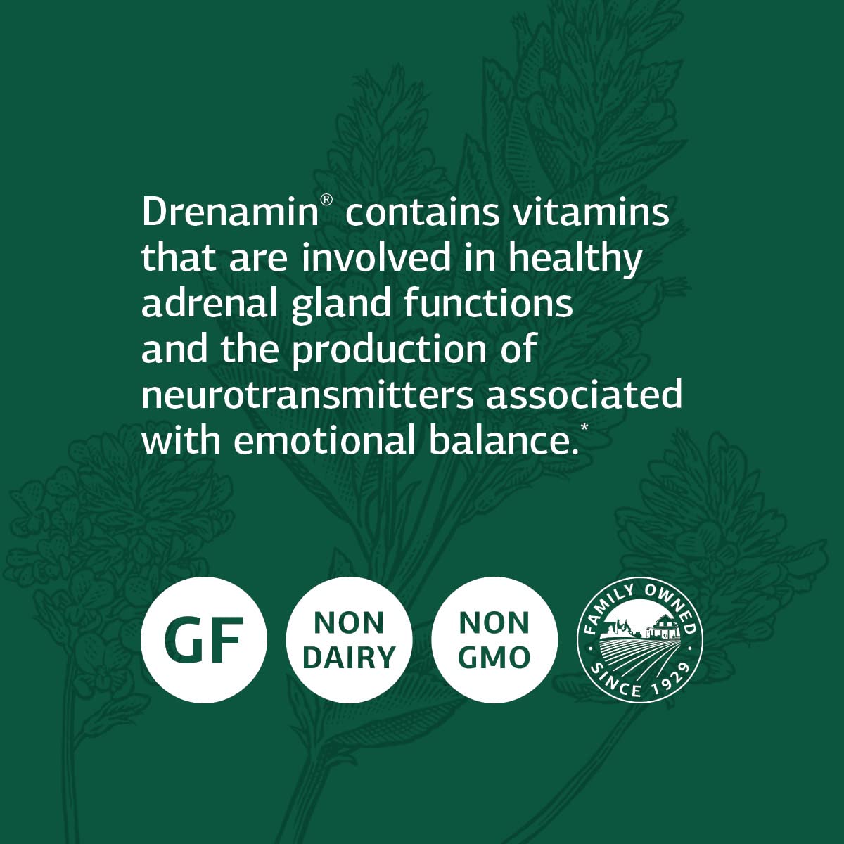 Standard Process Drenamin gluten-free symbol indicates dietary compatibility for sensitive users