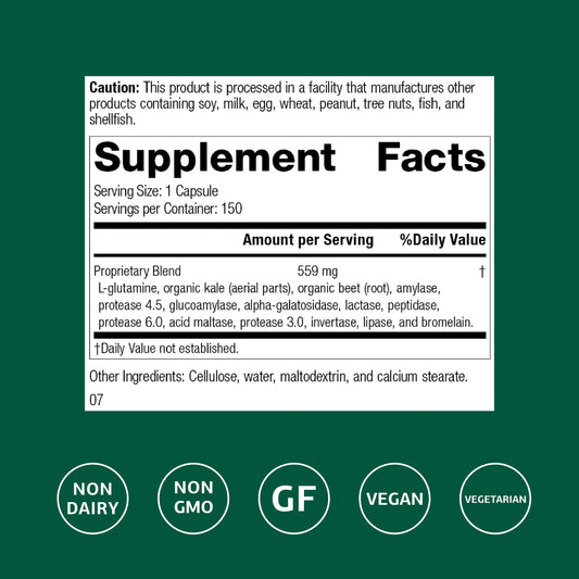 Standard Process Enzycore bottle label closeup shows enzymes and ingredients