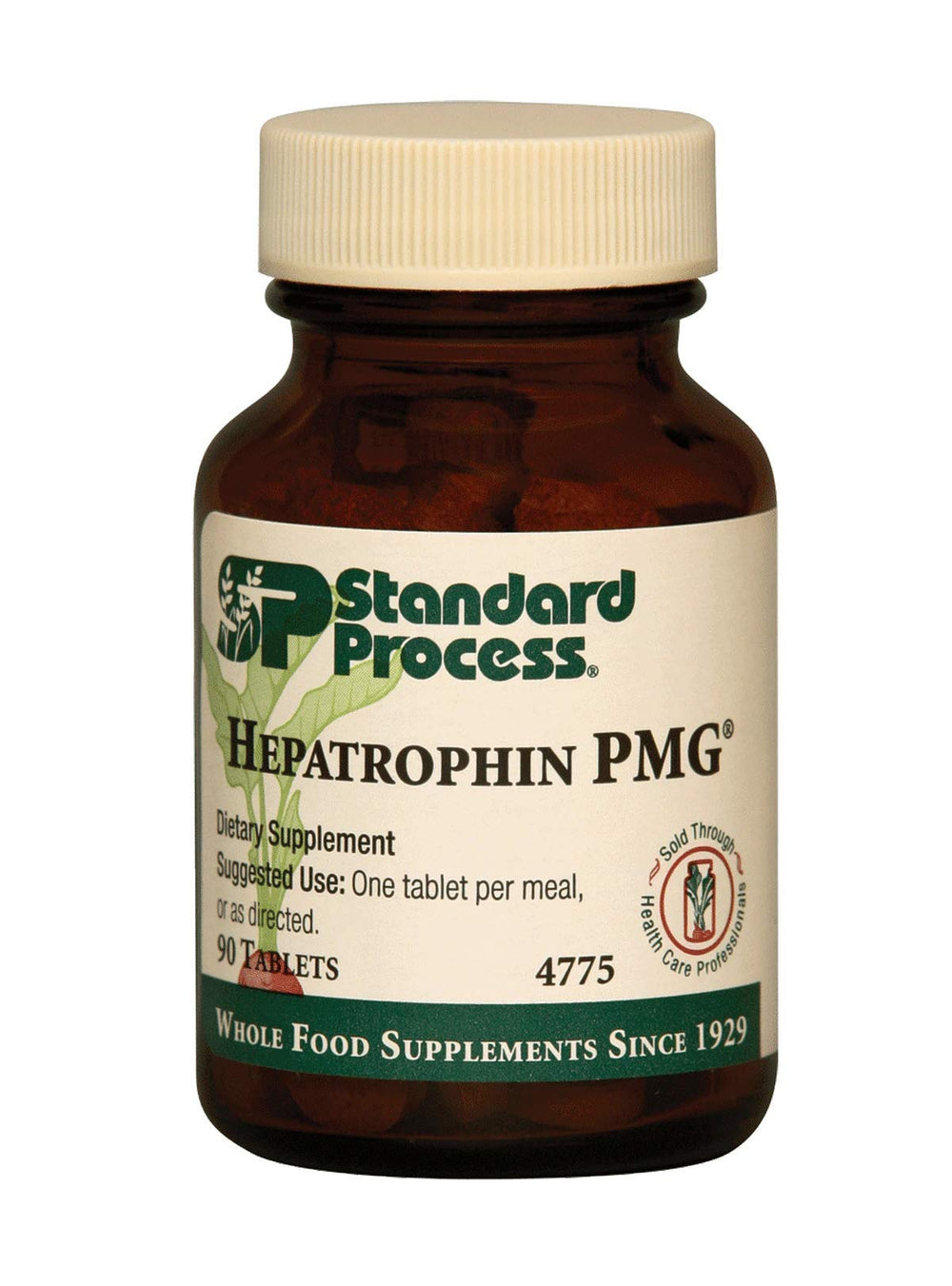 Standard Process Hepatrophin PMG 90 tablets bottle supports liver health and cellular balance.