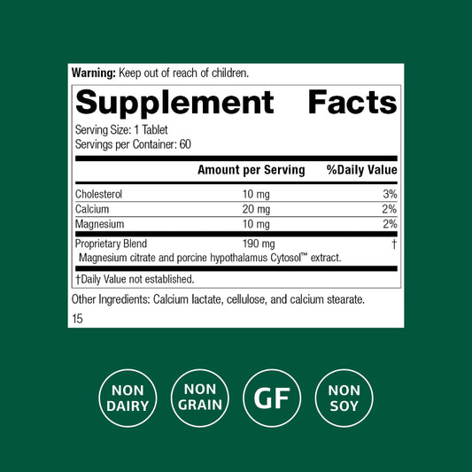 Standard Process Hypothalmex 60-tablet packaging for easy daily use