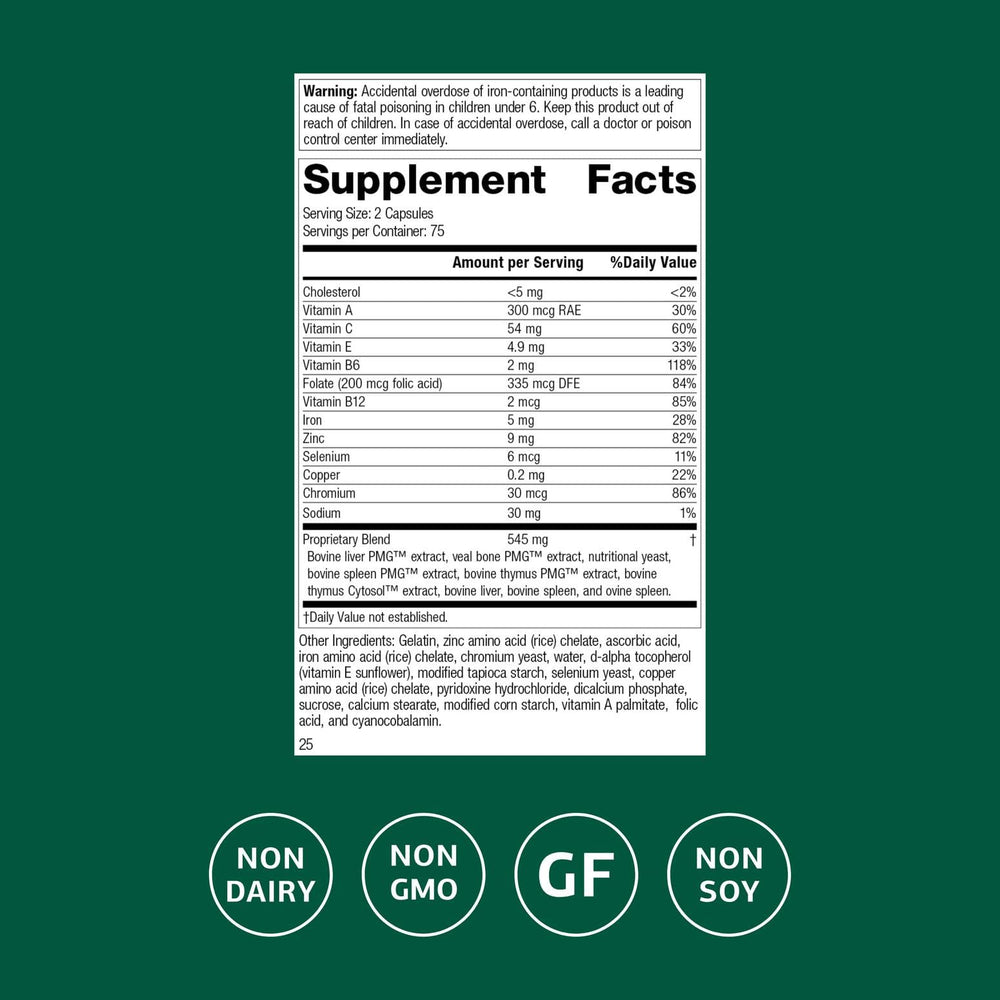 Immuplex capsules close-up highlighting mineral and vitamin blend