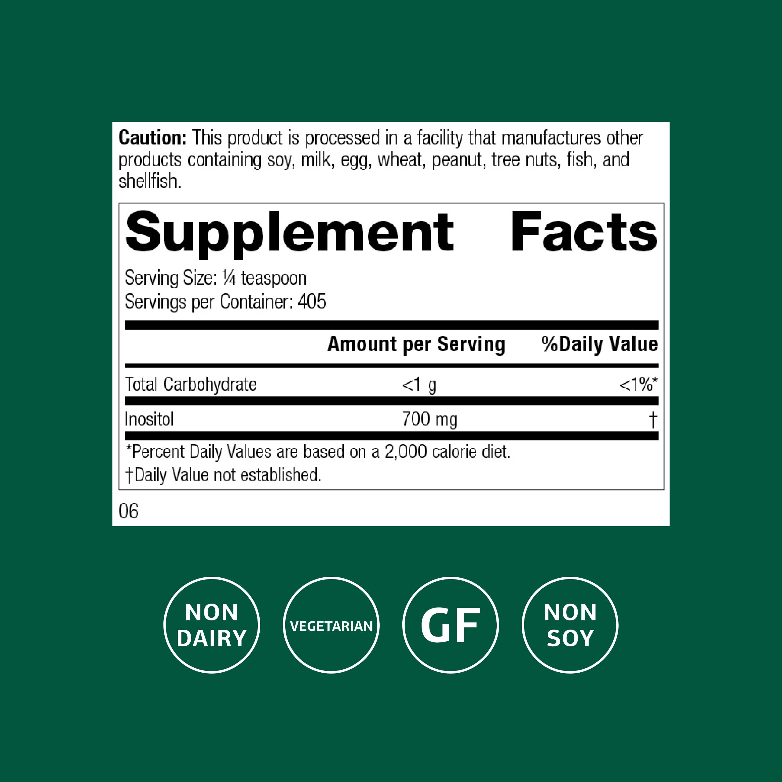 Standard Process Inositol Powder scoop pouring into a glass for easy shake use.
