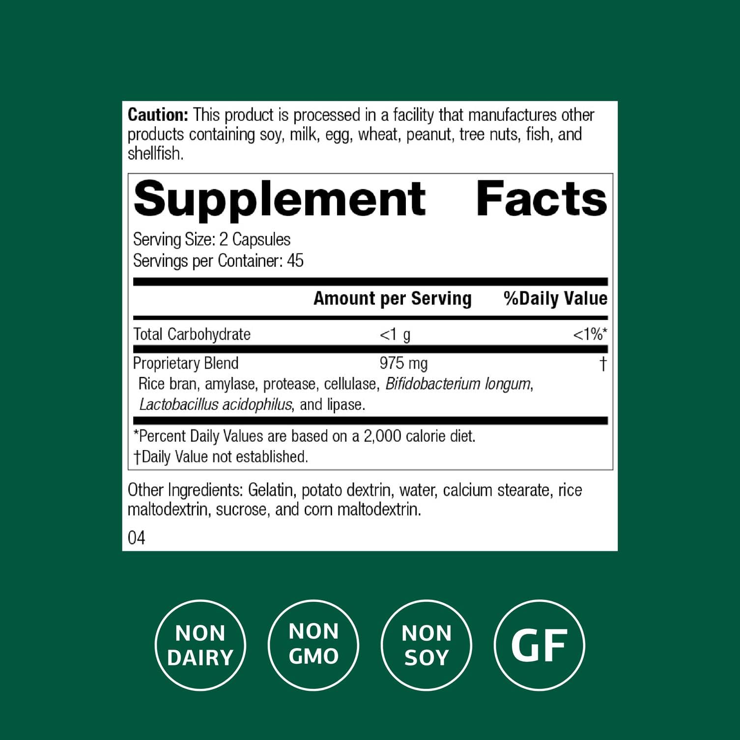 Standard Process Lact-ENZ bottle back view highlighting ingredients.