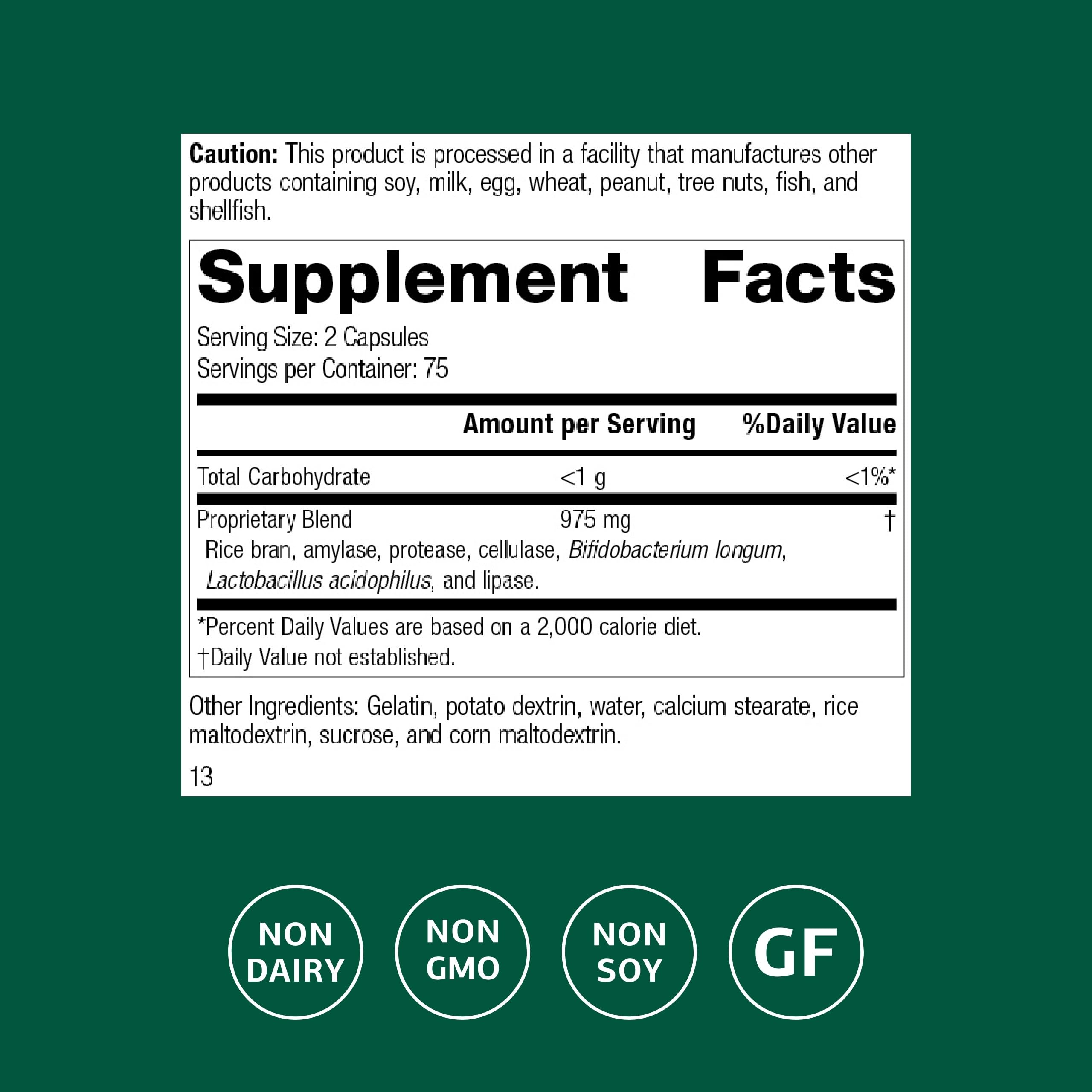Standard Process Lact-ENZ capsules close-up for gluten-free digestion support.