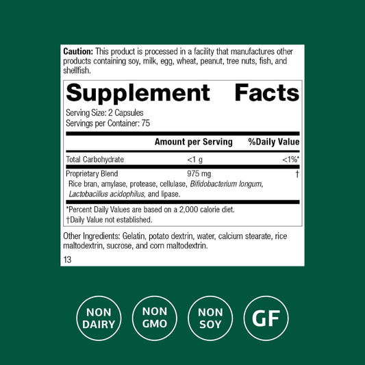 Standard Process Lact-ENZ capsules close-up for gluten-free digestion support.