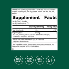 Standard Process Lact-ENZ capsules close-up for gluten-free digestion support.
