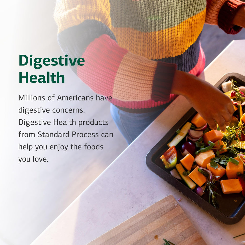 Standard Process Lact-ENZ capsules promote gut flora balance with probiotics.